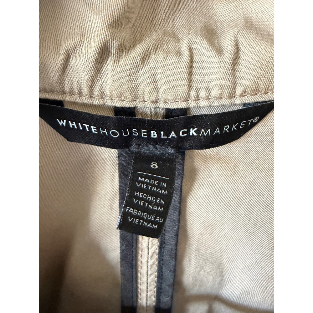 White House Black Market Tan Khaki Utility Military Jacket Size 8 - Picture 3 of 6